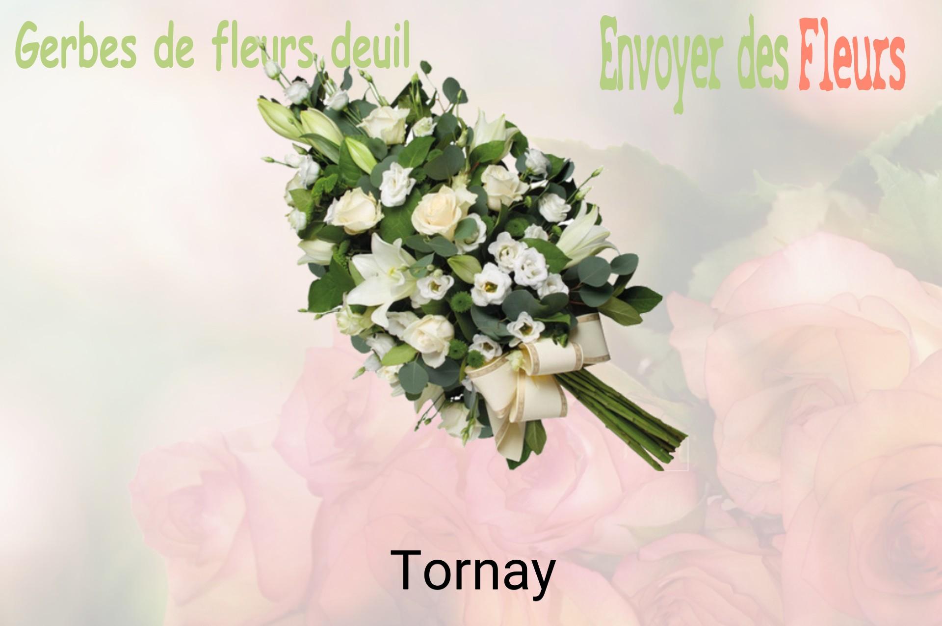 Gerbe de fleurs de deuil livrée à Tornay